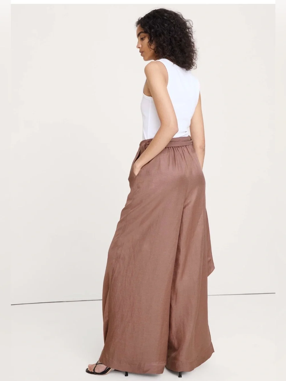 NWT-Banana Republic Viscose-Linen Palazzo Pant, Small Petite
